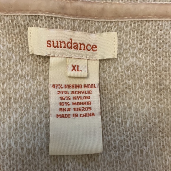 SUNDANCE wool mohair vest sleeveless cardigan long duster beige cream XL - Picture 3 of 7